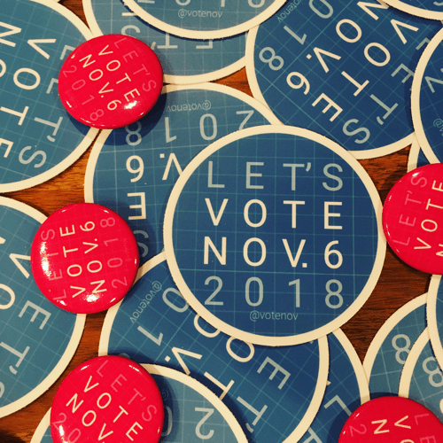 let's vote stickers and buttons